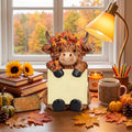 Thenshop Fall Highland Cow Pop up Sticky Note Dispenser with 100 Sheets | Resin Highland Cow Sticky Note Holder, Highland Cow Desk Accessories, Autumn Maple Leaves Berry, Classroom School, 3 x 3 Inch