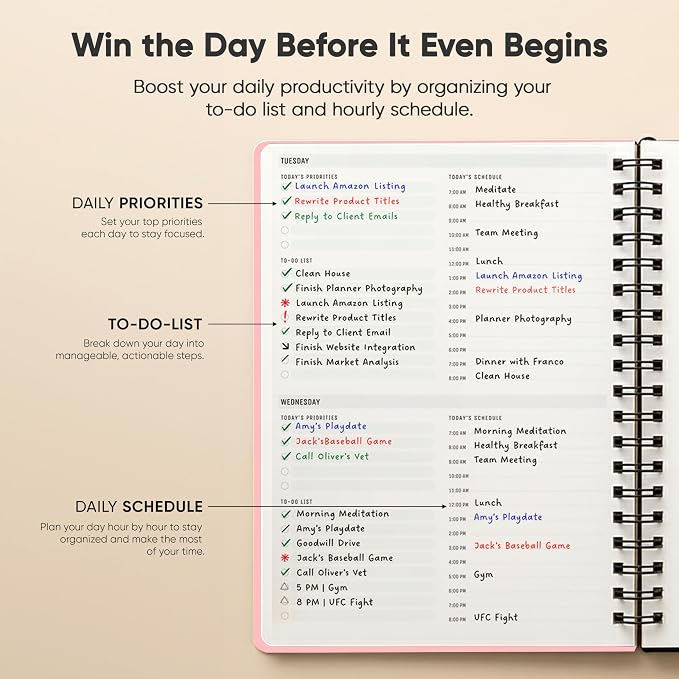 2026 Planner. 8.5" x 11" Spiral-Bound Weekly, Monthly and Daily Planner - Organize All 52 Weeks - Increase Productivity and Get Organized - Productivity Store (Pink)