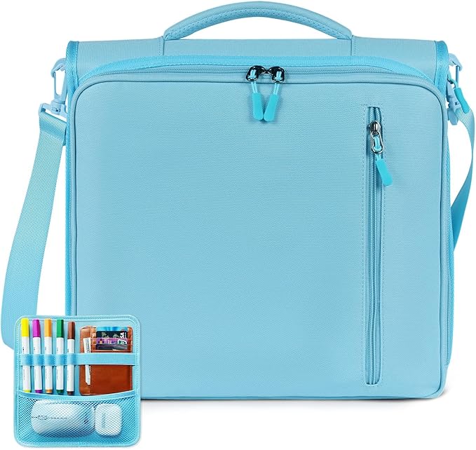 2 Inch 3 Ring Zipper Binder with 500 Sheet Capacity, 6 Tab Expanding File Folder, Multi-Pocket Design, Shoulder Strap and Handle for Middle School and Office (Light Blue)