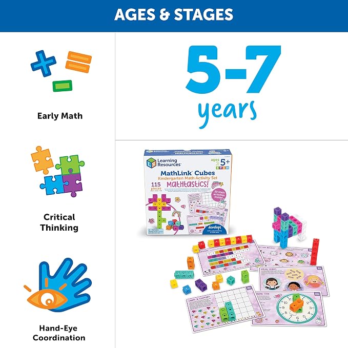 Learning Resources MathLink Cubes Activity Set: Fantasticals | Math Manipulatives Kindergarten for Counting, Number Blocks Toys, Counting Blocks for Classroom, Kids Mathlink Linking Cubes