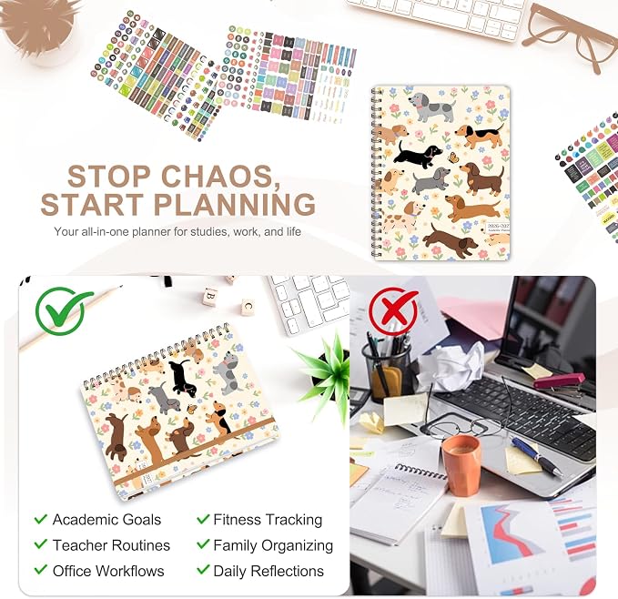 Planner 2026-2027, Weekly and Monthly Academic Year Calendar Planner, July 2026 - June 2027, Daily Agenda Book for Office School Supplies, Letter Size(8.5'' x 11'')