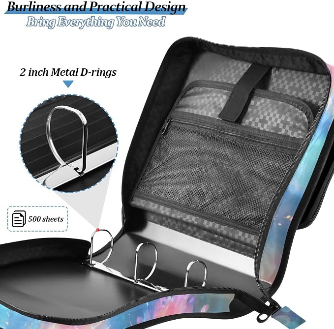 Custom Shiny Axolotl 3 Ring Binder Bag 1.5 inch Personalized Name Binder Organizer 500 Sheet Documents Storage for School Office