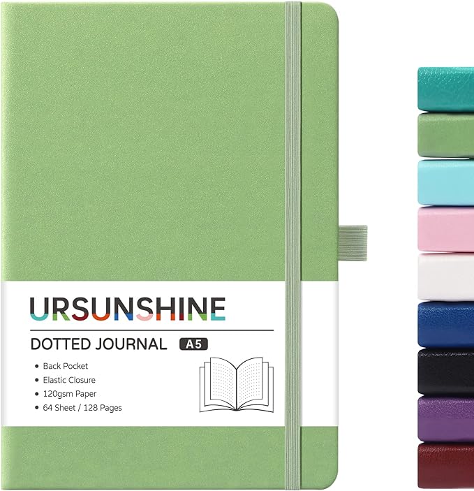 Dotted Journal/Notebook - Dot Grid Hard Cover Notebook, 5.3'' x 8.26''