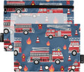 Fire Trucks Pencil Pouch for 3 Ring Binder, 2 Pack Waterproof Pencil Bags Clear Window Zipper School Office Supplies