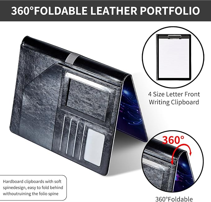 Padfolio/Portfolio Folder Clipboard,Padfolio Clipboard,Writing Portfolio Leather with Cover for Card Holder Slot Letter Size A4 for Office Conference Notepad Clip Boards,Delicate Butterfly