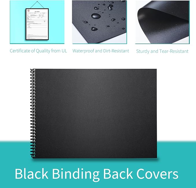 Binditek 100 Pack Binding Covers Set, 11x17 Inches, 10Mil PVC & 16Mil Poly | Binding Covers Set, 11"x17" Ledger/Tabloid Size, 10 Mil Clear PVC Front, 16 Mil Black Poly Back, Square Corners, Unpunched