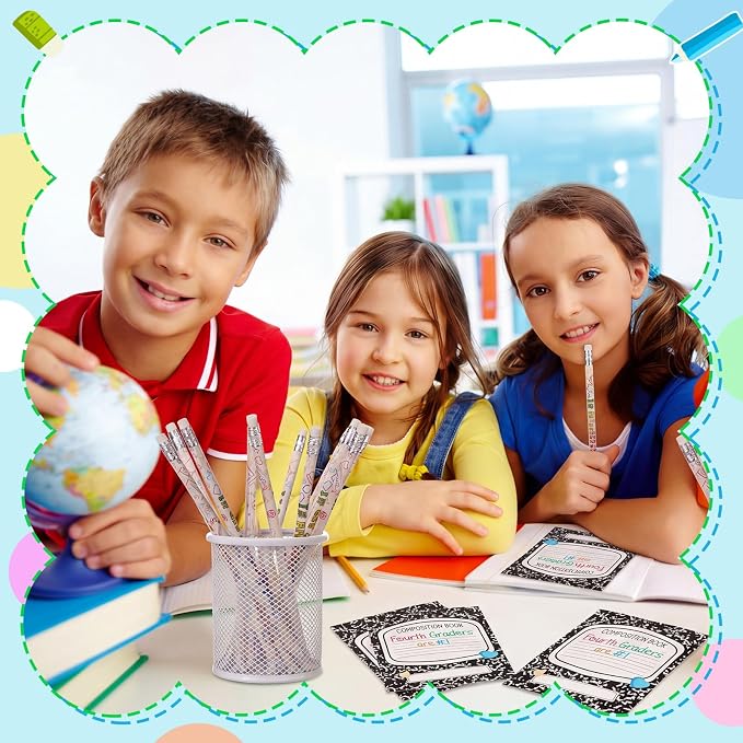 Tenceur 48 Set Back to School 4th Graders Pencils & Cards Gifts Bulk