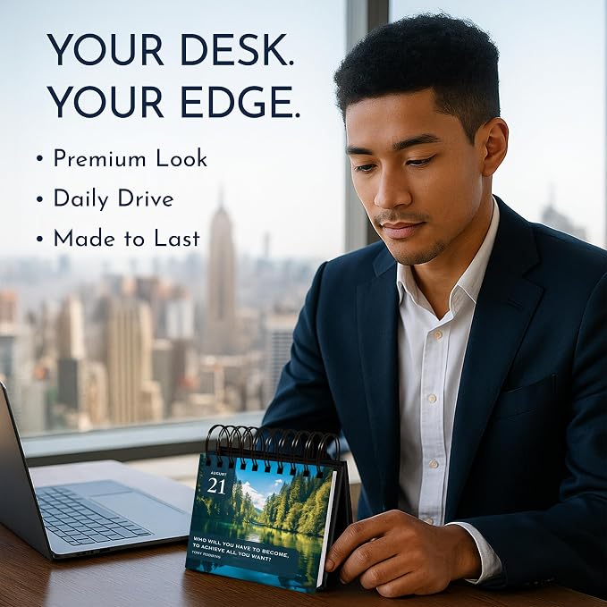 Daily Affirmations for Men, Motivational Desk Flip Calendar, 366 Quotes | Inspirational Gifts for Men, Perpetual Motivational Flip Calendar, Executive Desk Decor, Daily Quotes & Mindset Motivation