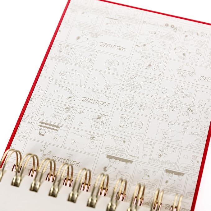 Peanuts Jotter by Graphique Luxe Collection, Fabric-Wrapped Hardcover Spiral Notebook, Gold Foil Embossing, 125 Pages