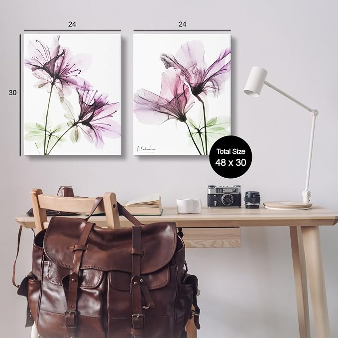 Stupell Industries 'Purple Flower Bloom Design', 2pc Canvas Art Set 2, 24 x 30 Inches, Easy to Hang and Sturdy, Made in USA, by Albert Koetsier | Stupell Industries | 24 x 30 Inches, Easy to Hang and Sturdy, Made in USA, by Albert Koetsier