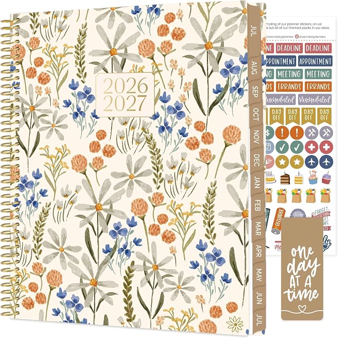 bloom daily planners 2026-2027 (8.5" x 11") Academic Year Day Planner (July 2026 - July 2027) - 13 Months Weekly & Monthly Agenda Organizer with Stickers & Tabs - Whimsical Wildflowers