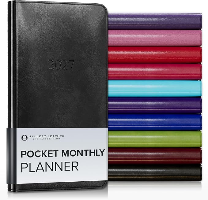 Gallery Leather Pocket Monthly Planner 2026-2027 Acadia Black