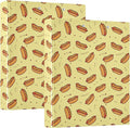 Pizza Hot Round Ring Binders 1.5 Inch Donuts Snack Cute Doodle Pattern 3 Ring Clipboard Binder for Office School Work Supplies File Folder Document 200 Sheet Capacity Easy Open 2 Pieces