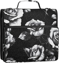 Black and White Roses 3 Ring Binder Bag 1.5 inch Binder Organizer with Zipper Shoulder Strap 500 Sheet Documents Storage for School Office