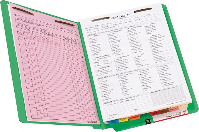 Smead End Tab Fastener File Folder, Shelf-Master® Reinforced Straight-Cut Tab, 2 Fasteners, Letter Size, Green, 50 per Box (25140)