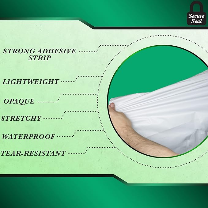 1000 Pack Secure Seal White Poly Mailers - Safe Shipping with 14x17 Mailers - Self Sealing 2 Mil Poly Shipping Envelopes