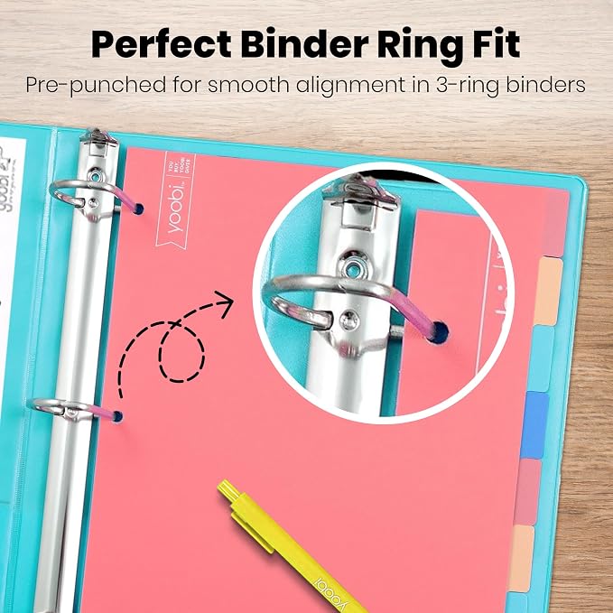 Yoobi 2 Inch 3-Ring Binder & 8-Tab Divider Set, 4-Pack, 2 Pockets, D Rings | 3-Ring Binder + 8-Tab Divider Set, 2 Interior Pockets, Blank Sticky Labels Included, 4-Pack of Each
