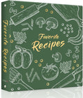 Recipe Binder with Plastic Sleeves, 8.5x11 3 Ring Blank Recipe Book Binder | Premium recipe binder kit with waterproof cover, sleeves, cards, dividers and gift box for preserving recipes-Dark Green.