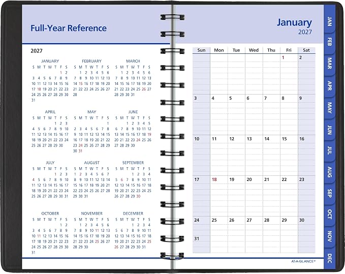AT-A-GLANCE 2027 Appointment Book Planner, Daily & Monthly, 5" x 8", QuickNotes, Black (76040527)