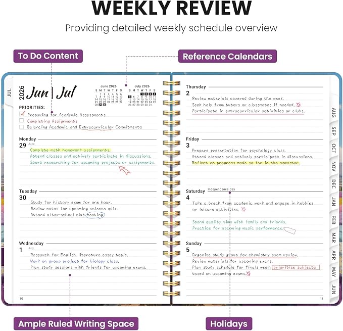 ZOTIA Academic Planner 2026-2027, Monthly & Weekly Jul 2026-Jun 2027 | Aero Petaline, 6.3" x 8.5" Calendar Planner for Women, Hardcover Pretty Organizer for Women, School Office Home Supplies