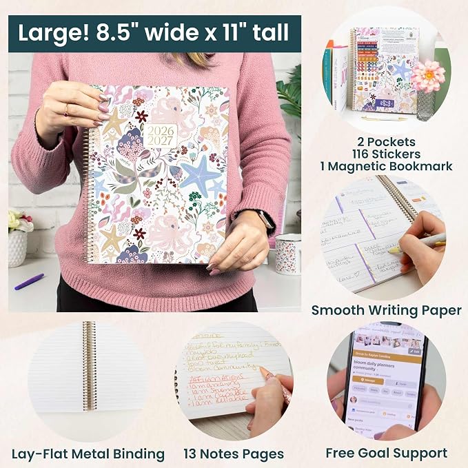 bloom daily planners 2026-2027 (8.5" x 11") Academic Year Day Planner (July 2026 - July 2027) - 13 Months Weekly & Monthly Agenda Organizer with Stickers & Tabs - Seaside Whimsy