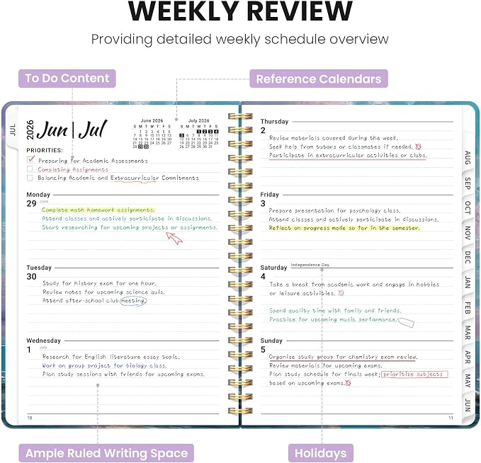 ZOTIA Planner 2026-2027, Jul 2026-Jun 2027 Weekly & Monthly Calendar