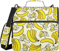Fisyme Yellow Banana Zipper Binder 3 Ring with Zipper and Shoulder Strap Large Capacity Multi-Pocket Zipper Binder Organizer