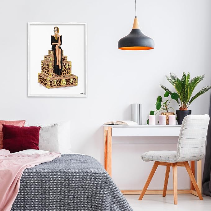 Stylish Gal Suitcases Travel Glam, 16 x 20 Inch Framed Giclée Print | Stupell Industries · By Ziwei Li · Ready to hang · Great for dorms and bedrooms · Made in USA