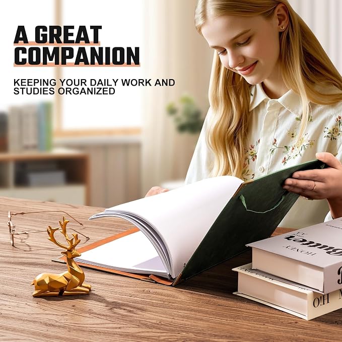 OVESMUSL 2 Pack PU Leather 3 Ring Binder, 1 Inch Green Brown | Fits 8.5x11 letter paper, holds 200 sheets, loose leaf organizer