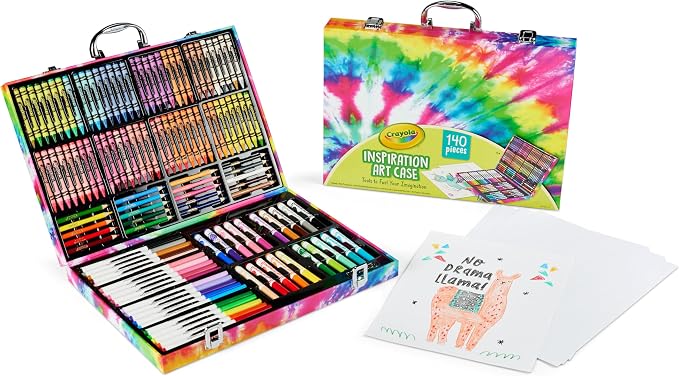 Crayola Inspiration Art Case Coloring Set - Tie-Dye (140ct), Art Supplies Set For Kids, Travel Drawing Kit, Gift for Girls & Boys, Ages 5+ [Amazon Exclusive]