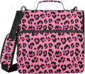 Hot Pink Black Leopard Print 3 Ring Binder Bag 1.5 inch Binder Organizer with Zipper Shoulder Strap 500 Sheet Documents Storage for School Office