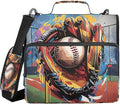 ALAZA Zipper Binder 3 Ring Baseball with Baseball Glove Binder Organizer with Zipper and Shoulder Strap Large Capacity Multi-Pocket Trapper Keeper File Folder for Office Supplies