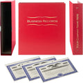 Business Records Corporate Kit (Red) - Binder, Slipcase, Minutes & Bylaws, Stock Certificates with Stubs & Customizable Index Tabs