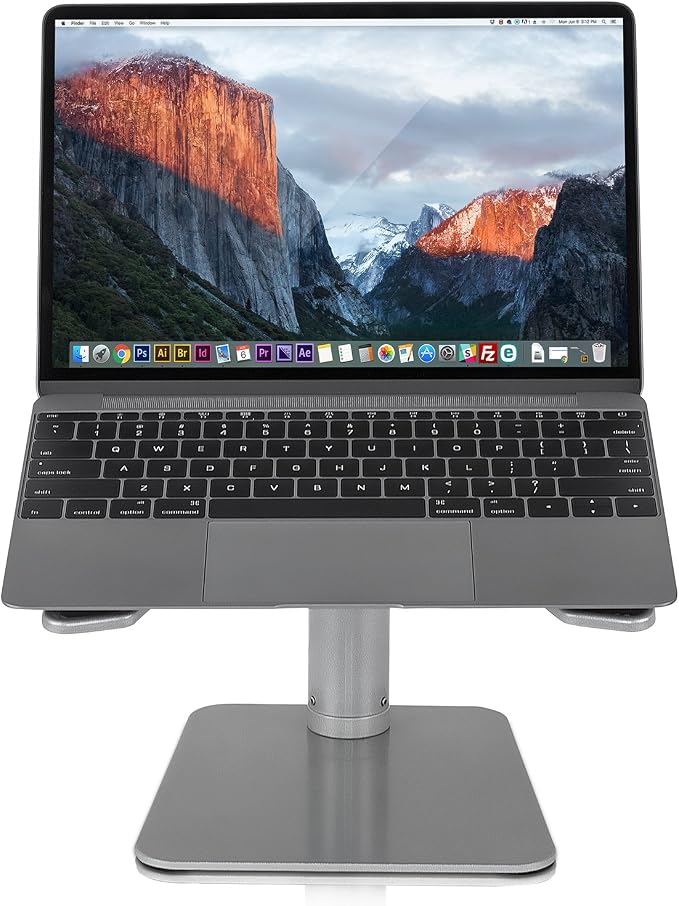 Mount-It! Adjustable Height Laptop Stand for Desk, Ergonomic Laptop Riser for 11–15 Inch Laptops, Tilted Desktop Lift with Anti-Slip Platform, Up to 33 lbs