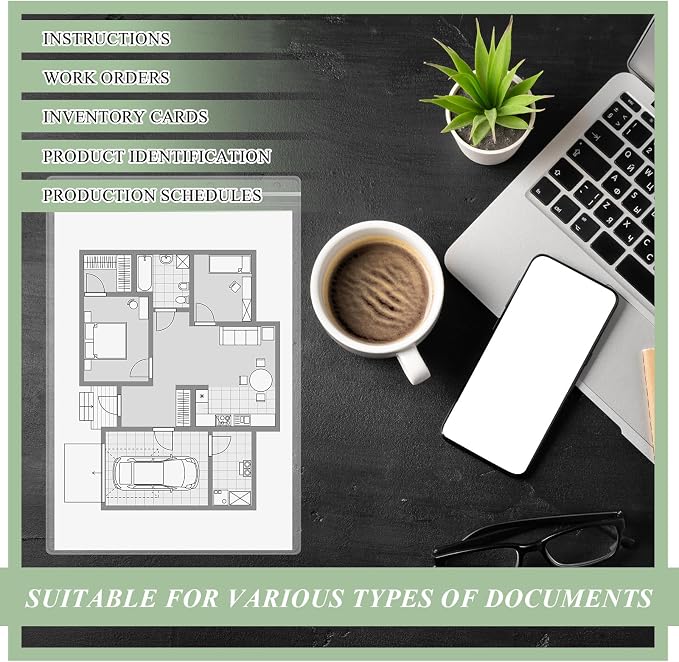 10 Pcs Heavy Duty Sheet Protector 8.5 x 11 Inch Job Ticket Holder Waterproof Resealable Zip Page Wall Sign Holder Clear Dry Erase Document Sleeve Magazine Protector Vertical(13.2 x 8.75 Inch)