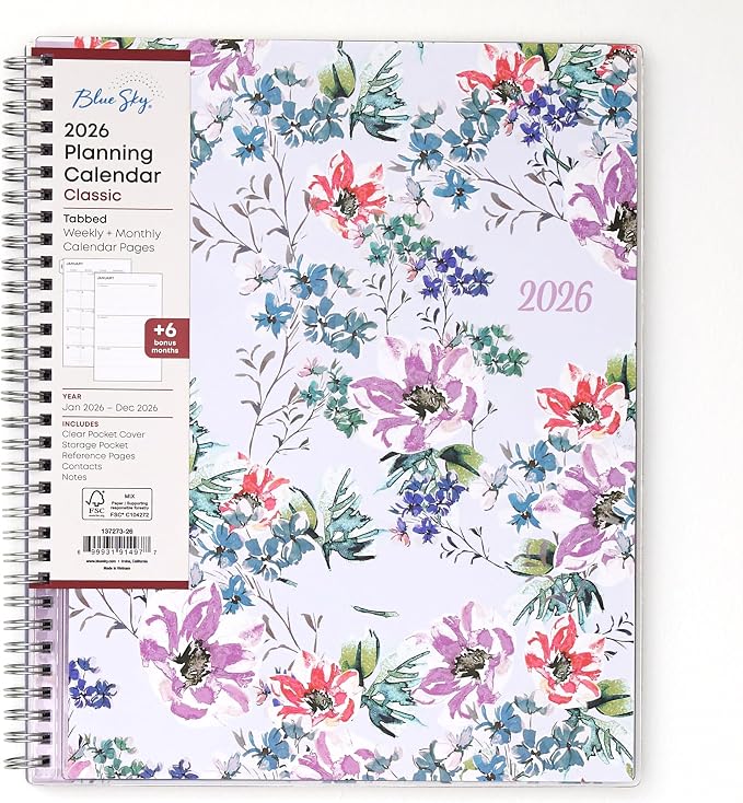 Blue Sky 2026 Weekly & Monthly Planner Calendar, 8.5"x11", Laila