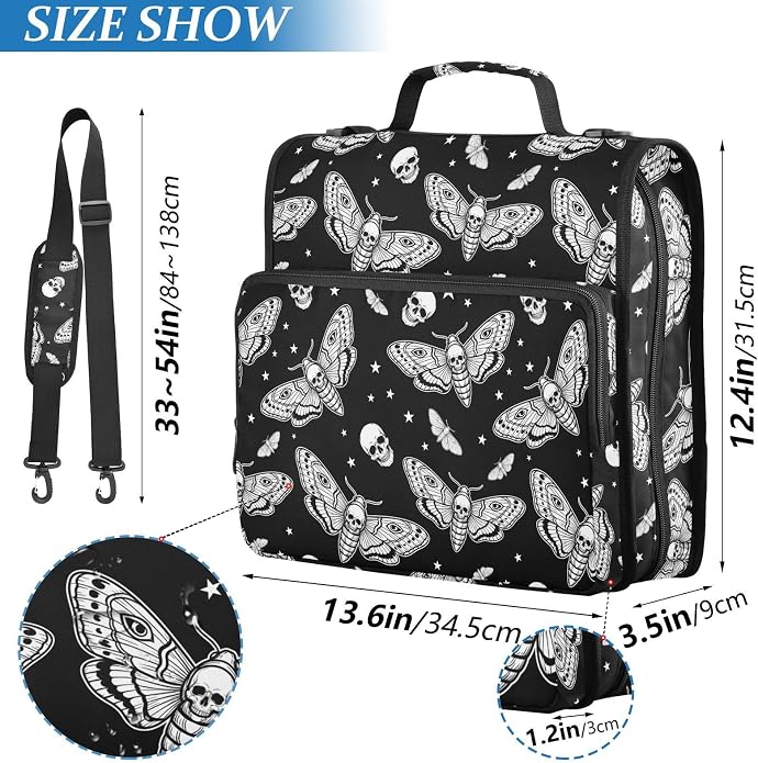 Zipper Binder Bag 3 Ring File Folder Portfolio Organizer Zippered Binder Bags with Strap Fits Laptop Women Men