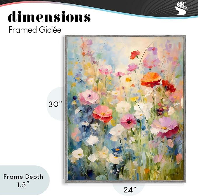 'Wildflower Breeze Impression'| Framed Giclee Art | Stupell Industries | Gray, 24 x 30 Inches, Easy to Hang and Sturdy, Made in USA, by Creative Studio