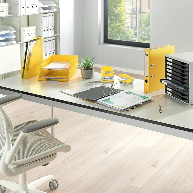 Leitz 2-Ring 3-Inch Premium Linen Textured A4 Sized European Binder, Yellow (1010-YE)