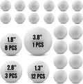 Hygloss Round Foam Balls for Crafts | 24 Pack of Assorted Sizes 1.3-Inch, 1.8-Inch, 2.8-Inch, 3.8-Inch White Craft Foam (XPS) for Arts Small Foam Balls for School Projects and DIY Crafts | Round Balls