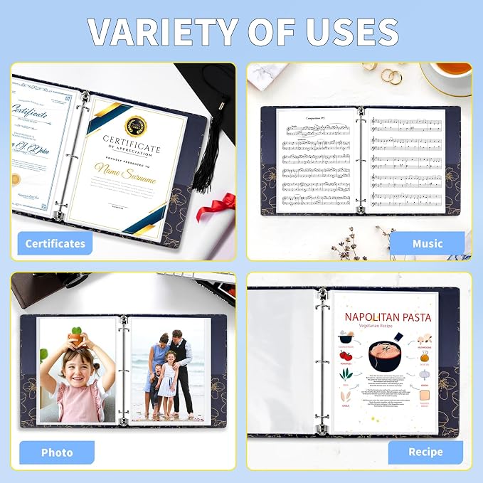 SUNEE Sheet Protectors 200 Packs for 3 Ring Binder, PVC-Free Clear Page Protectors 8.5x11 Inches Plastic Cover for Paper, Documents, Photos, Top Loading Binder Sleeves Letter Size