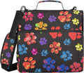 Fisyme Rainbow Dog Paw Print Zipper Binder 3 Ring with Zipper and Shoulder Strap Large Capacity Multi-Pocket Zipper Binder Organizer
