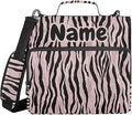 Custom Rose Gold Black Zebra Print 3 Ring Binder Bag 1.5 inch Personalized Name Binder Organizer 500 Sheet Documents Storage for School Office