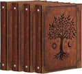 OVESMUSL 4 Pack PU Leather 3 Ring Binder, 1 Inch Brown Tree | Fits 8.5x11 letter paper, holds 200 sheets, loose leaf organizer