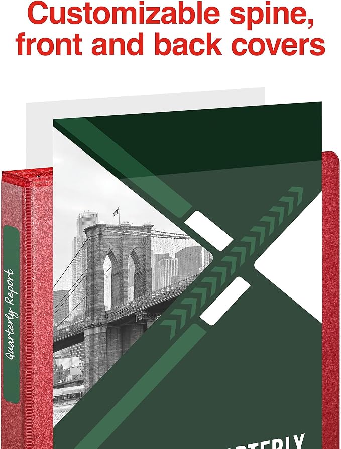 Staples 1" 3-Ring View Binders, D-Ring, Red, 4/Pack