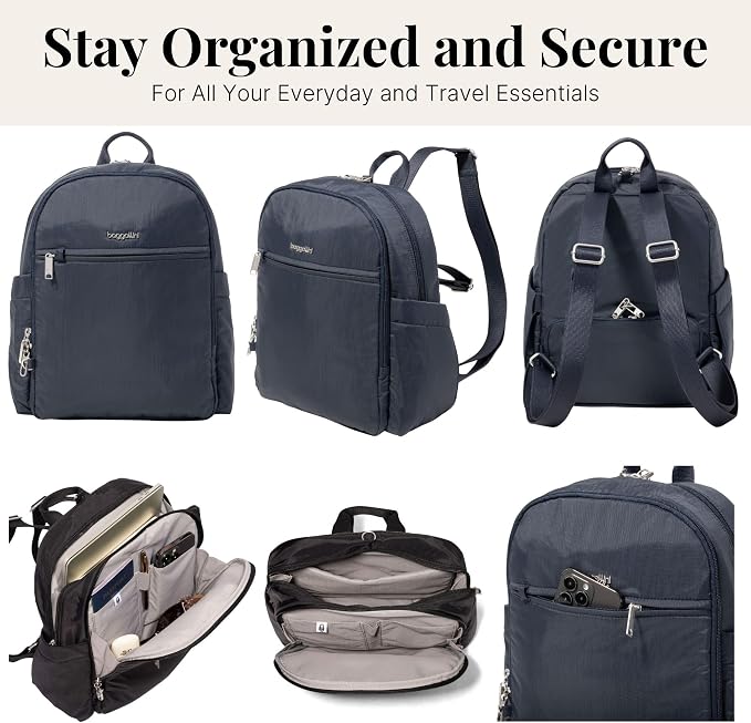 Securtex Anti-Theft Getaway Backpack - 9.4"x13"x5" Travel Safe Bag w/Locking Zippers, Slash-Resistant, RFID