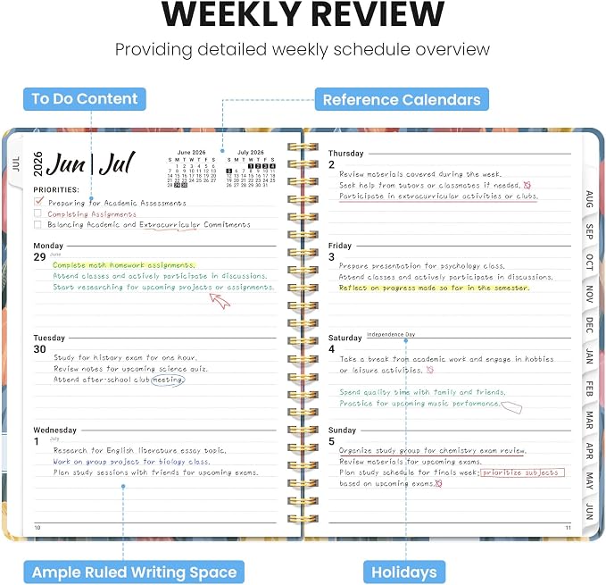 ZOTIA Planner 2026-2027, Jul 2026-Jun 2027 Weekly & Monthly Calendar
