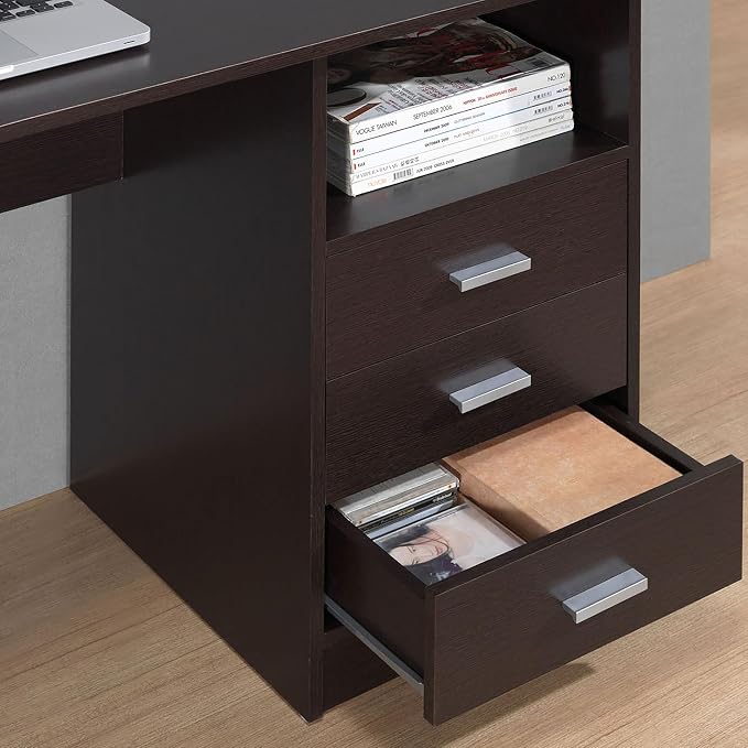 Techni Mobili 51 Inch Classic Computer Desk w/Drawers & Storage, Wenge | 51 Inch classic desk with 3 drawers, spacious storage, sturdy frame, and functional home office workstation for modern setups