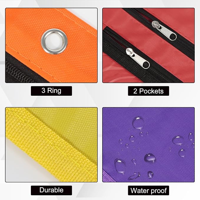 YoeeJob 18 Pack 1 Inch Expandable Zipper Pencil Pouches with Clear Window for 3 Ring Binder, Suitable for School & Office（Colourful）