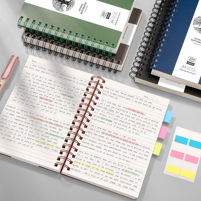 AHGXG Spiral Notebook College Ruled - Spiral Journal A5 Smal Notebooks for Work, 100GSM Thick Paper, Plastic Hardcover, for Office School Writing Notes,5.7" x 8.3", Black
